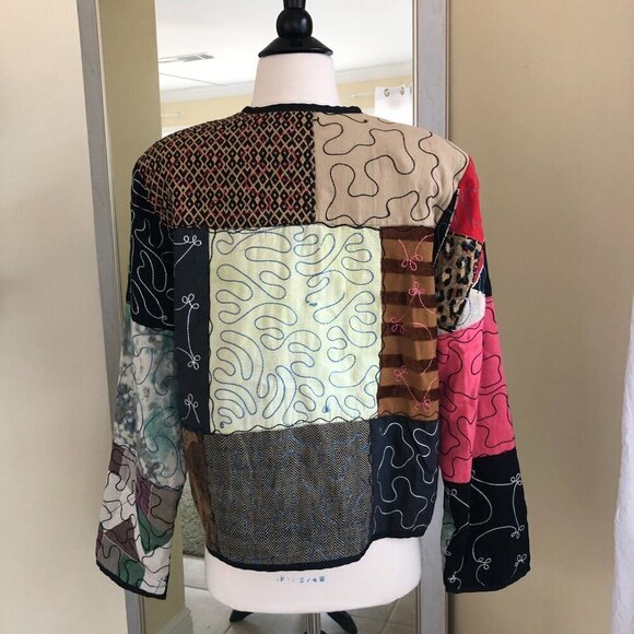 BOHO Art To Wear Size PL Patchwork Jacket Alex Kim - Picture 4 of 10